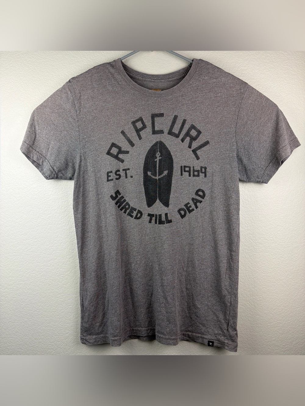 Rip Curl Shirt Logo Beach Short Sleeve Brown Mens Medium
